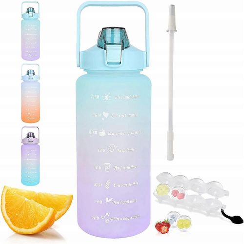 Bouteille D'eau Avec Tasse À Mesurer Avec Rappel De Paille Fitness Gym 2l
