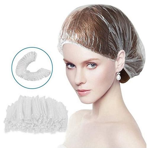 100 Pièces Bonnets De Douche Jetables,Élastique Épais En Plastique Transparent 