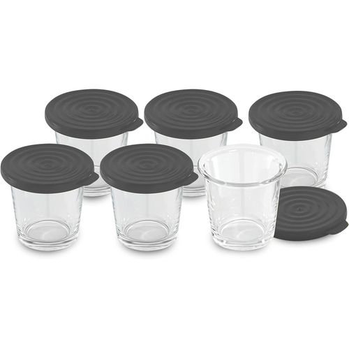 SUBZONAL-Moulinex Lot de 6 Verrines XA606000 Couvercle Silicone Compatible Multicuiseurs Cookeo, Cookeo USB, Cookeo Connect, Nc, Transparent/Noir