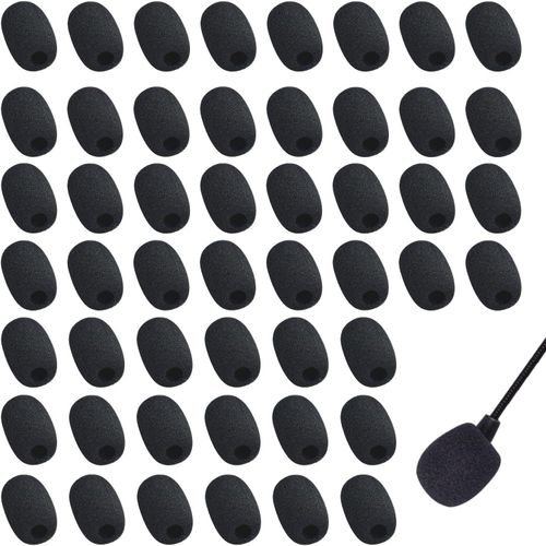 50 Pièces Mousse Micro Casque,Mini Microphone Casque Pare-Brise Mousse,Mousse Micro Casque pour la Salle de Classe,la Salle de Conférence,Les Interviews d'Actualités,Activités de Plein Air