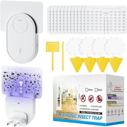ASFASFq-2 Pièges Anti Moucherons Interieur,Piege Lumineux Anti Moucheron Enfichables pour Moucheronsune,Utilisé pour Attraper Les Moucherons Cuisine,Les Mouches,Équipé d'une lumière LED et UV Réglabl
