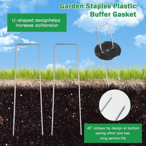 Kalanka-Lot De 50 Piquets D'ancrage En Toile Anti-Mauvaises Herbes Extra Solides - Ancrage Au Sol En Acier Galvanisé - Filet Anti-Taupe - Ancrage Au Sol Avec 50 Disques Tampons
