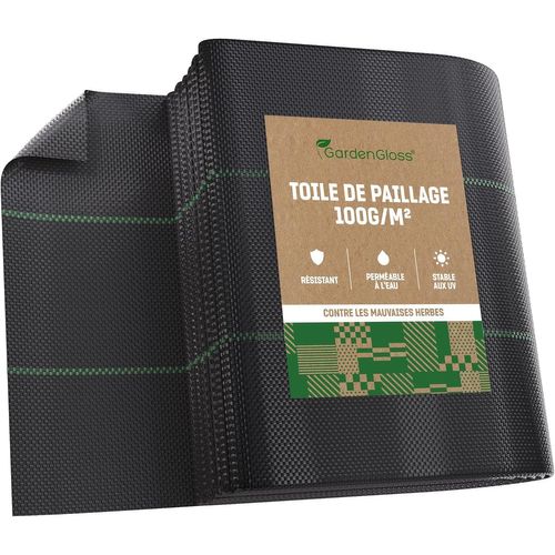 Asfasfq-Gardengloss 30m² Toile De Paillage Anti Mauvaises Herbes 100 G/M² - Film Géotextile Anti Mauvaises Herbes Indéchirable ¿ Haute Sensibilité Aux Uv (15m X 2m, Plié)