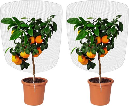 Filet Anti Insecte, 2pcs Filet de Protection Contre Les Insectes, Filets de Jardin Anti-Insectesavec Cordon de Serrage Maille Fine pour Protéger Les Plantes en Pot (1 x 1,5 m)