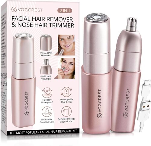 Kalanka-Épilateur Visage Pour Femmes - Tondeuse Nez Femme Rechargeable: 2 En 1 Epilateur Nez Et Rasoir Visage Pour Femmes, Appareil D'épilation Pour Nez Poils Du Visage Lèvres Bras Avec Lumière.
