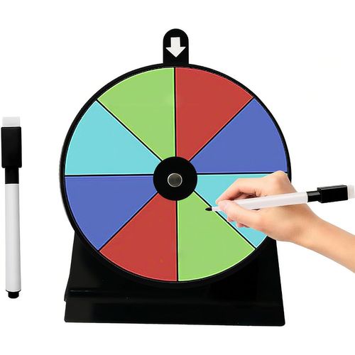 Asfasfq-Oyiwinmi Roue De La Fortune À Tourner De 15 Cm, À Personnaliser, Avec Marqueur Et Gomme Avec Support, Pour Carnaval, Promotion Des Ventes, Jeux De Table, Foires