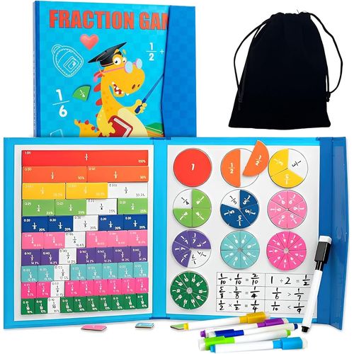 Jeux éducatifs Mathématiques,Jeu Magnétique de Fractions,Puzzle éducatif à Fraction,Jouets Montessori Cercles de Calcul Fraction pour Enfants 3 4 5 6 7 8 9 Ans