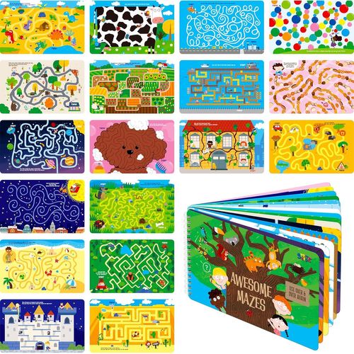 Bloc De Jeux De Labyrinthes Effaçables À Sec,Livre Et Effaçable Avec 30 Labyrinthes,Jeux De Réflexion Amusants,Jouet Éducatif Intéressant Pour Les Voyages En Voiture Et En Avion