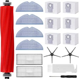 SUBZONAL-Kit d'accessoires pour Roborock S7 MaxV Ultra/ S7 Pro Ultra, 6 Sacs à Poussière, 1 Brosse à Rouleaux Principale, 2 Brosses Latérales, 2 Filtres, 4 Chiffons de Serpillère Accessoires