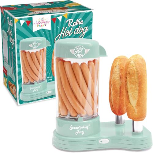 Ulteronixshop-Scrap Cooking - Machine à Hot Dogs - Appareil pour Créer ses Véritables Hot-Dogs U.S. - Capacité 12 saucisses & 2 pains, Style Rétro Vintage pour Soirées, Barbecues, Fêtes, Kermesses -