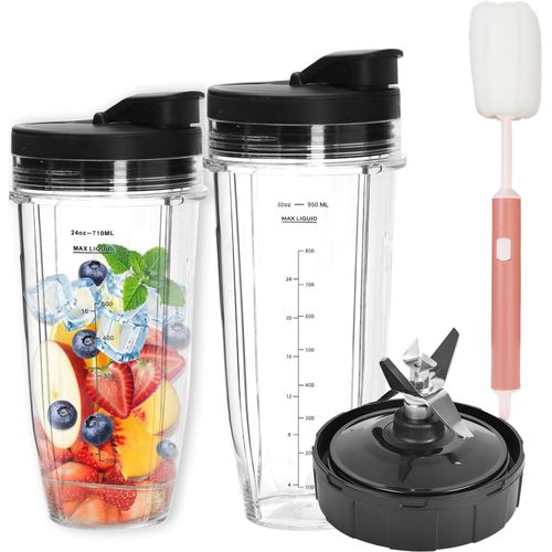 For Nutri Ninja Blender Accessories Tumblers,2 Pieces 24oz Cups Tumbler Replacement With 7 Blender Blades for Nutri Ninja Blender BL480/BL490/BL640/BL682/NN102/BL2012/CT641/BL688W-30