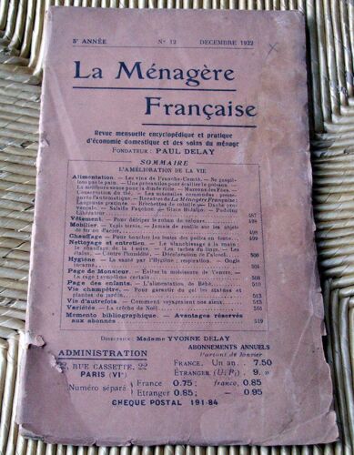 La Menagere Francaise- 1922-
