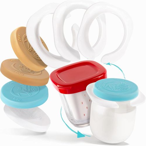 CHAAS-12 Adaptateurs SEB MULTIDELICES + 18 Couvercles pour Rendre Compatible Vos Pots de Yaourt en Verre Type la laitière avec Votre yaourtière | Feutre Offert