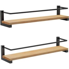 Étagère Murale Cuisine Sans Percer – Avec Porte-rouleau Et 4 Crochets, Rangement épices, Ustensiles – 35 Cm Noir - 7