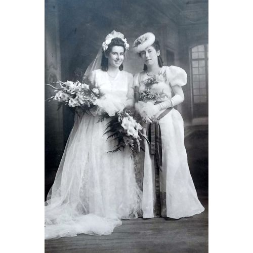 Lot 12 Vieilles Photos Noir Et Blanc : Jeunes Mariés Robe Mariage Années 1910 À 1930 (Le Breton, Girardot, Eugène, Bridonneau, Damery Tellenes...)