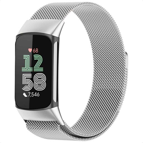 Imoshion Bracelet Magnétique Milanais Fitbit Charge 5 Taille M Argent