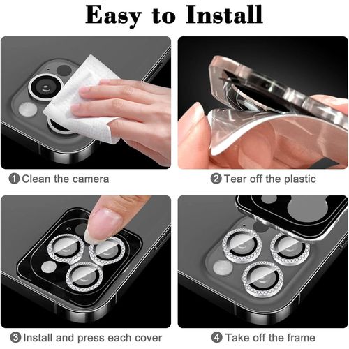 Protecteur D'objectif D'appareil Photo Compatible Avec Iphone 12/Iphone 12 Mini,Paillettes Couverture De Caméra En Verre Trempé 9h,Anneaux Métalliques Individuels.[I24]