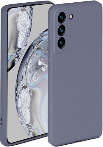 Coque de protection souple en silicone pour Samsung Galaxy S22,avec protection de l'appareil photo et écran surélevé,bleu gris
