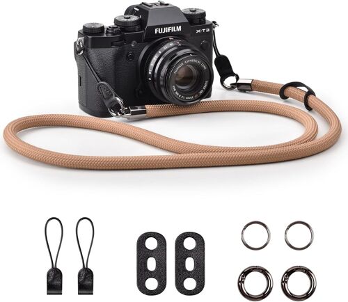 Sangle Appareil Photo,Bandoulière Appareil Photo en Corde Courroie Appareil Photo Dragonne Appareil Photo Sangle de Cou pour Appareil Photo reflex Canon,Nikon,Sony,Fujifilm,123cm