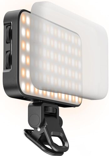 Lampe à selfie avec diffuseur doux et support intégré-Lampe rechargeable avec 96 LED-Convient pour téléphone portable,iPhone,appareil photo et ordinateur portable-Pour maquillage,TikTok,