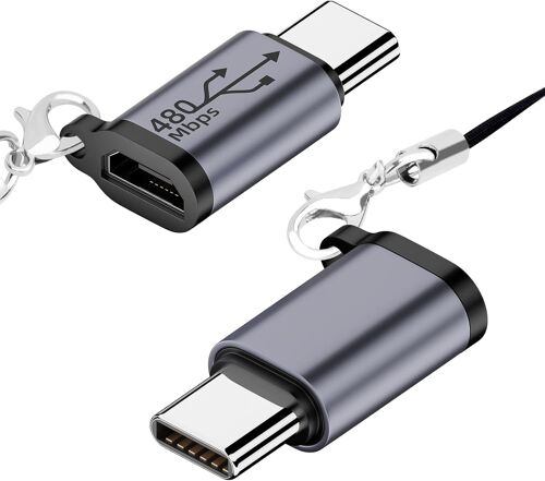 Adaptateur Micro USB vers USB C (2 Pack),Adaptateur Type-C Mâle vers Micro USB Femelle Supportant la Synchronisation de Données Compatible avec Samsung Galaxy S8/S8+,Google Pixel 3/2