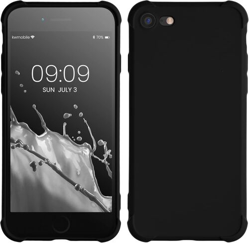 Coque Compatible avec Apple iPhone SE (2022)/iPhone SE (2020)/iPhone 8/iPhone 7-Housse de téléphone en TPU avec Protection Appareil Photo-Noir Mat