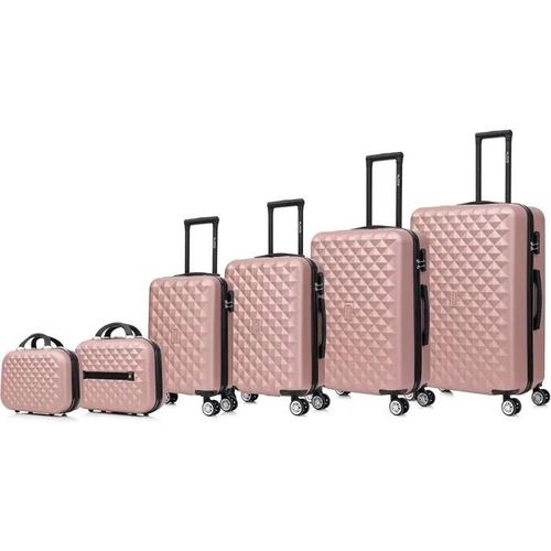Celims France France - Set de Valises 6 Pièces | Bagage à Main + Cabine + Moyenne + Grande + 2 Vanity | Rose Gold