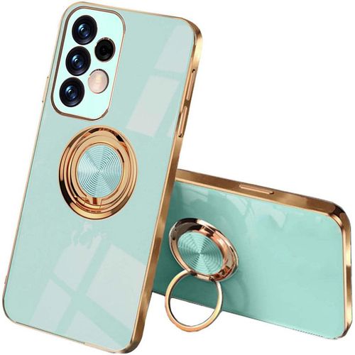 TRAHOO-Mode Coque pour Samsung Galaxy A53 5G, Très Mince Conception de Galvanoplastie Antichoc Housse avec Anneau Béquille, Souple TPU Silicone Élégant Étui.Vert Clair