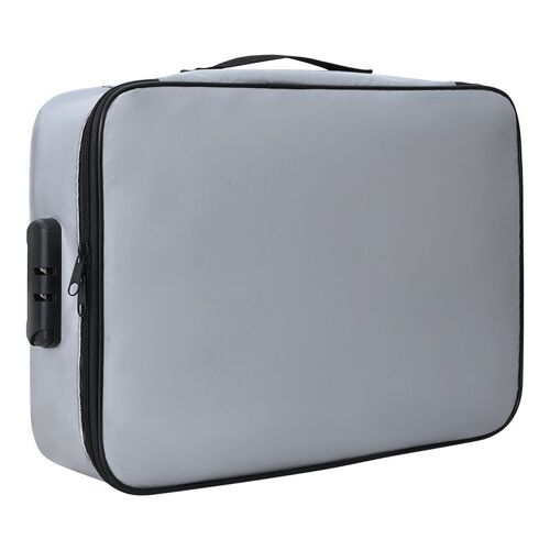 Sac à documents ignifuge, trois couches avec serrure Gris