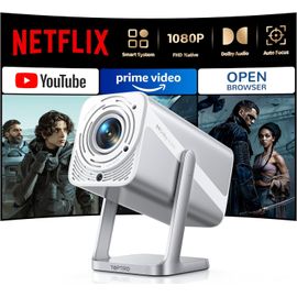 WCHI-[App Intégrée] Vidéoprojecteur 2025 Rétroprojecteur Portable Mini Projecteur Dual Contrôle Avec Souris Android Tv Wifi 6 Bt5.2 180° Rotation Hdmi/Tv Stick/Usb/Ps20,Avec Hdmi Et Souris