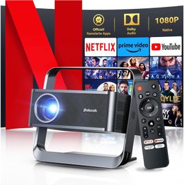 WCHI-[App Intégrée] Vidéoprojecteur 2025 Rétroprojecteur Portable Mini Projecteur Dual Contrôle Avec Souris Android Tv Wifi 6 Bt5.2 180° Rotation Hdmi/Tv Stick/Usb/Ps199,Avec Hdmi Et Souris