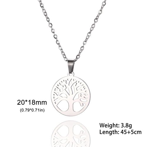 Skyrim-Collier Arbre De Vie Pour Femmes En Acier Inoxydable Couleur Or Zircon Clair Pendentif Rond Chaînes De Cou Cadeau De Mariage De Luxe