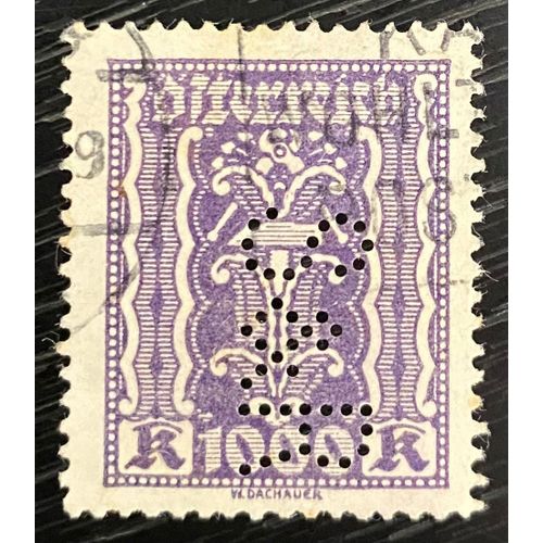 Timbre Oblitéré Perforé Autriche 1922/24 Mi 391 Y&T 316