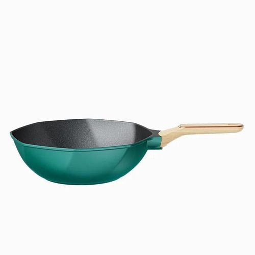 ore-Poêle à frire antiarina octogonale,marmite à wok,marmites à steak René domestiques,cuisinière à gaz,cuisinière universelle à induction,poêle antiarina-Green 28cm No lid-
