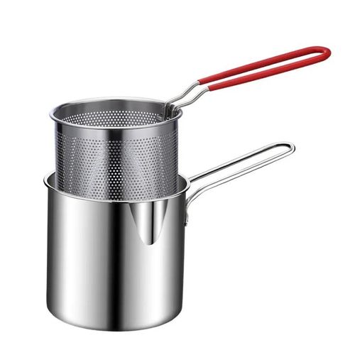 ore-Poêle à frire en acier inoxydable 304,Gadgets de cuisine avec panier à frire et poignée Anti-brûlure,adapté à la friture,à la vapeur,-Fryer and basket-