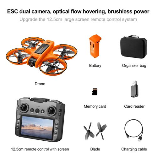 Ore-Nouveau Drone S156 Avec Écran,Quadrirotor De Positionnement De Flux Optique Sans Balais Avec Caméra Fpv Traverser,Avion Jouet Pour Novices,2025-Orange--Générique