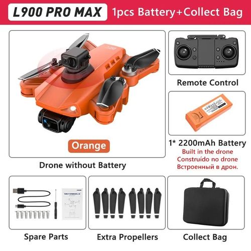 Ore-Lyzrc L900 Pro Gps Drone 4k Professionnel Hd Double Caméra 5g Wifi Moteur Sans Brosse Fpv Quadrirotor Pliable Photographie Aérienne Drone-L900 Max Orange Bag--Générique