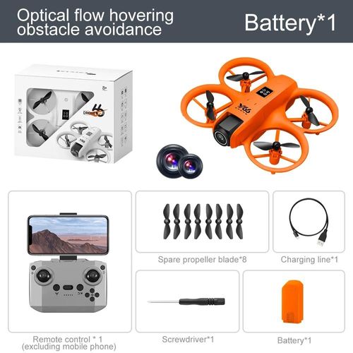 Ore-V66 Mini Drone 4k Professionnel Double Caméra Mode Sans Tête Évitement D'obstacles Wifi Fpv Dron 360 ° Jouets Quadrirotor Rc À Rabat Pour Enfants-Orange--Générique