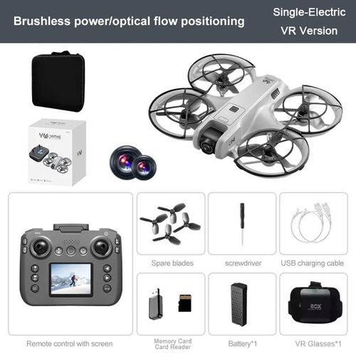 Ore-V666 Mini Drone Aérien Rc 8k Hd Caméra Pliable Intelligent Écran D'évitement D'obstacles Télécommande Moteur Sans Brosse Gps Drone-Grey-8k Hd-Vr--Générique