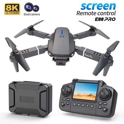 Ore-Nouveau Drone E88 Pro 8k Hd Double Caméra Mode De Maintien Élevé Pliable Mini Wifi Photographie Aérienne Rc Quadrirotor Jouets Hélicoptère Dron Cadeau-Black 8k 1b--Générique