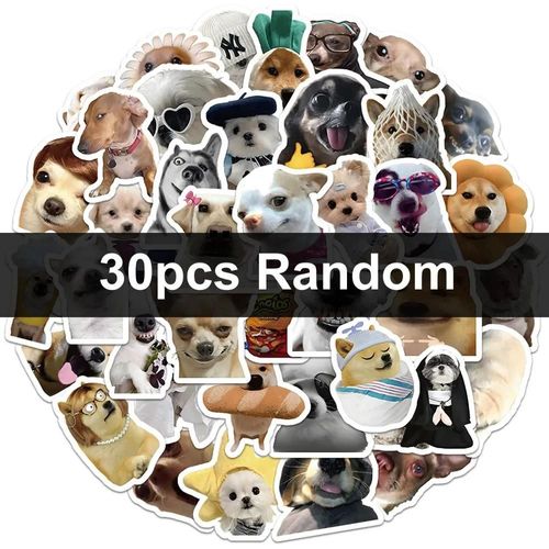 30/60/180 Autocollants Chiens Drôles Dessin Animé Mignon Décalcomanies Jouet Papeterie Guitare Téléphone Vélo Ordinateur Portable Bagages Voiture Graffiti Enfants Autocollant.30Pcs Random.