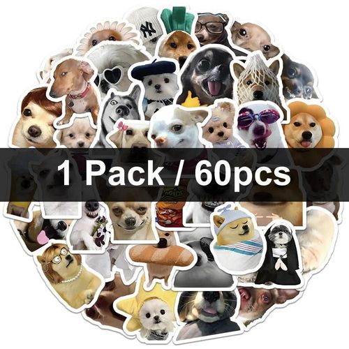 30/60/180 Autocollants Chiens Drôles Dessin Animé Mignon Décalcomanies Jouet Papeterie Guitare Téléphone Vélo Ordinateur Portable Bagages Voiture Graffiti Enfants Autocollant.60Pcs.