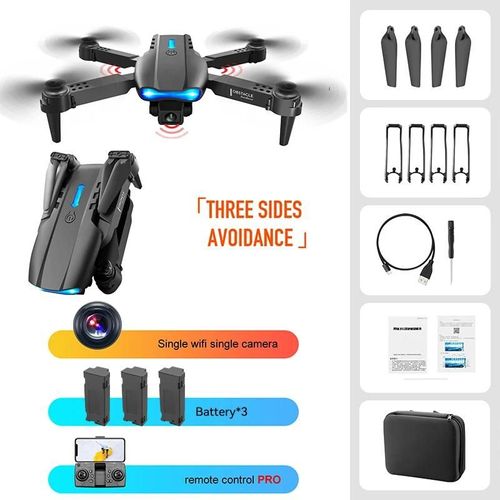 Ore-Drone Le Plus Vendu E99 Drones Pliants Con Cámara Professionnel Hd Double Photographie Aérienne Drones Télécommandés De Vol À Quatre Axes-Bk 1c Bundle3--Générique