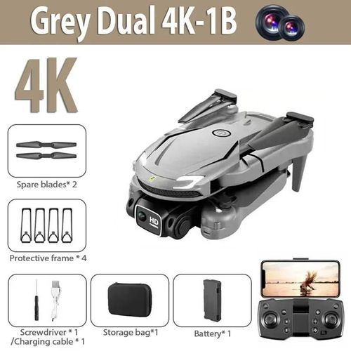 Ore-Original V88 Drone 8k Professionnel Aérien Double Caméra Omnidirectionnel Évitement D'obstacles Mini Drone Gps Pliant Quadrirotor 10km-Grey-4k-Battery1--Générique