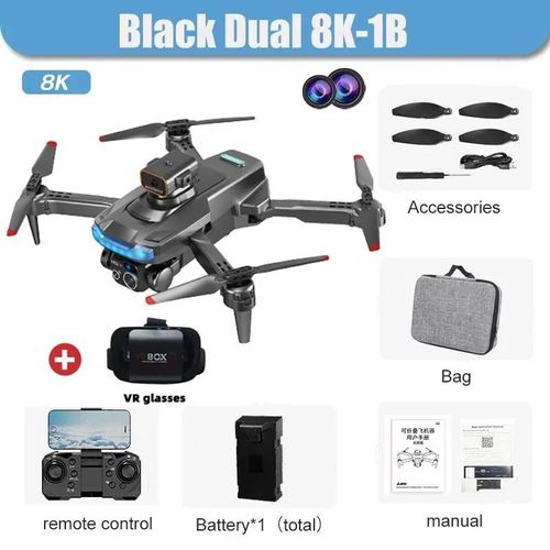 Ore-Drone P15 Avec Caméra Hd 8k,Double Caméra Gps Professionnelle,Localisation Du Flux Optique,Obstacles Pliables,Évités Quadrirotor-Dual 8k Black 1b Vr--Générique