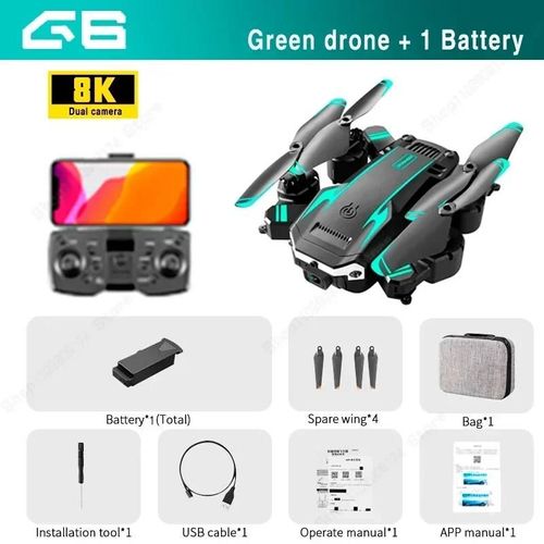 Ore-Drone Gps Professionnel 5g 8k,Double Caméra 4k,Photographie Aérienne,Évitement D'obstacles,Uav,Quadrirotor,Hélicoptère,Jouets Cadeaux-Green Dual 8k-1b--Générique
