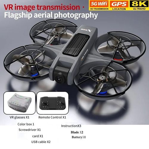 Ore-2025 Nouveau Drone X266 8k Wifi Gps Professionnel Hd Photographie Aérienne Avion Télécommandé Hd Double Caméra Quadrirotor Jouets Cadeaux-Grey 8k Vr Version--Générique