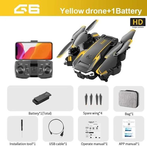 Ore-K750fa-Drone Aérien Quadrirotor Professionnel Pliable G6s,Station D'accueil,Caméra Hd,Gps,Hélicoptère Rc,Fpv,Wifi,Évitement D'obstacles,Cadeaux Jouets,Nouveau-Yellow-Singlec-1b--Générique