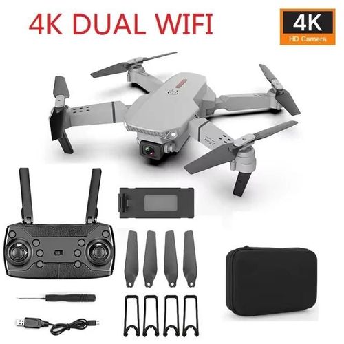 Ore-Nouveau Drone E88 Pro Rc 4k Professionnel Avec Caméra Hd Grand Angle 1080p Hélicoptère Pliable Wifi Fpv Hauteur Maintien Cadeau Jouet 2025-Grey--Générique