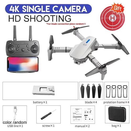 Ore-Nouveau Lightstream Positionnement E88pro Rc Drone 4k Professionnel Avec Caméra Hd Grand Angle 1080p Drone Pliable Envoyer Tarmac-4k White Bag--Générique